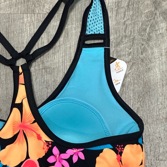 Women’s Zeroxposur XS Tankini Padded UPF Swim Swimwear Tank Top Teal Orange NWT - Picture 7 of 9